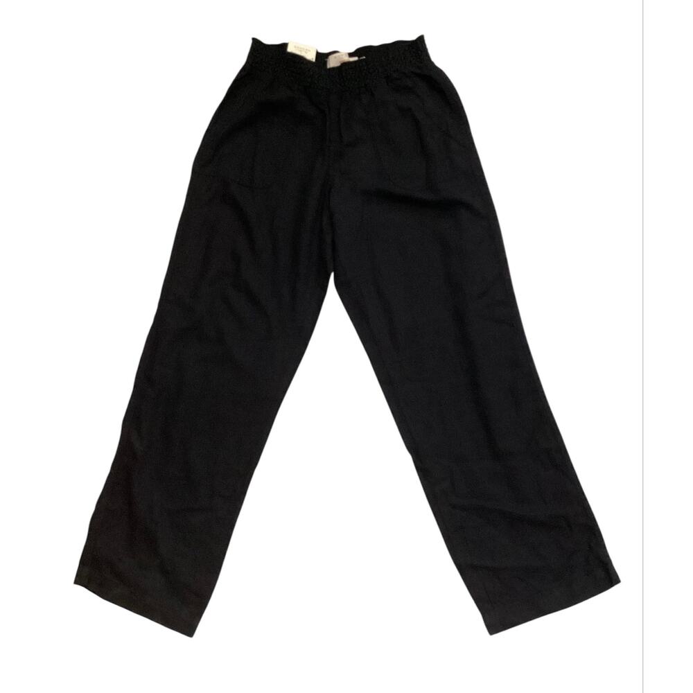 Sonoma Life Style Women's Mid-Rise Straight Leg Linen Blend Pants Black size 10 - Picture 2 of 7